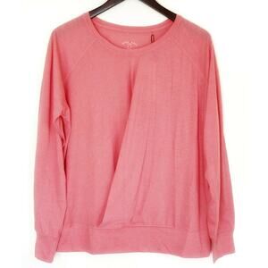 DANIEL BUCHLER long sleeve metallic pullover lounge top peach tee Size Large NEW